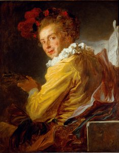 De muziek - Portret van Monsieur de la Breteche, broer van de Abbe Saint-Non door Jean Honore Fragonard