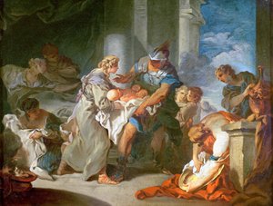 De redding van de baby Pyrrhus door Jean Honore Fragonard
