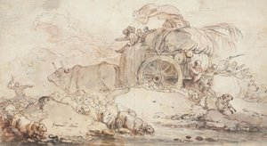 De vastgelopen kar, 1759 door Jean Honore Fragonard