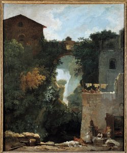 De watervallen van Tivoli. Schilderij door Jean-Honoré Fragonard door Jean Honore Fragonard