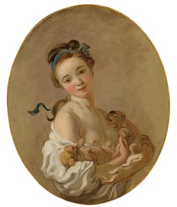 Jong meisje met twee puppy