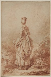 Jonge Vrouw die Achterom Kijkt door Jean Honore Fragonard
