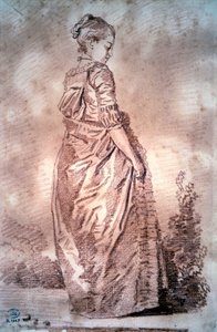 Jonge vrouw wandelend door Jean Honore Fragonard