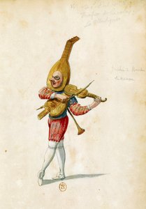 Kostuumschets door Jean Berain de Oudere voor Le feste di Amore e di Bacco, ballet door Jean-Baptiste Lully, uitgevoerd in het Palais-Royal in Parijs, 15 november door Jean I  Berain