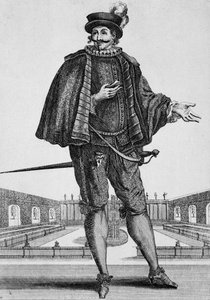 Capitan Spezzaferro, toneelkostuum, gravure door Jean Berain de Oudere, Frankrijk door Jean I  Berain