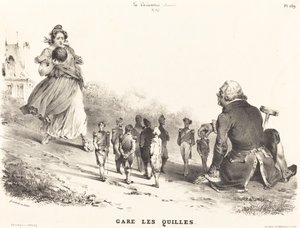 Gare les Quilles door Jean Ignace Isidore Grandville