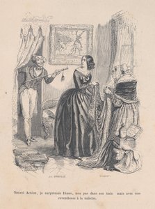 Als de nieuwe Actaeon verraste ik Diana, niet in haar bad maar met een handelaar in de badkamer..., 1843 door Jean Ignace Isidore Gérard