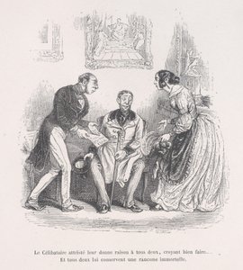 De rouwende weduwe geeft hen beiden het recht om goed te doen.... En ze behouden beiden een eeuwige..., 1843