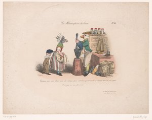 Ezelin bestelt bij eend in kruidenierswinkel door Jean Ignace Isidore Gérard Grandville