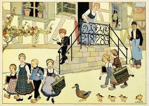 Mijn dorp, degenen die niet vergeten: Vertrek naar school door Jean Jacques (1873 1951) Waltz
