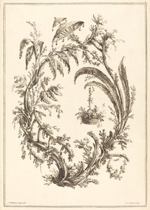 Ornament met parasol en hangende mand door Jean Jacques Avril