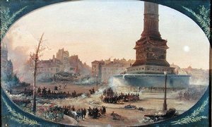 Uitzicht op de Place de la Bastille en de Barricade bij Faubourg Saint-Antoine, 25 juni 1848 door Jean Jacques Champin