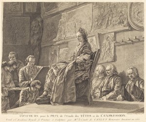 Wedstrijd voor de Prijs voor de Studie van Hoofden en Expressie door Jean Jacques Flipart after Charles Nicolas Cochin II