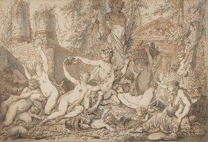 Bacchanaal, ca. 1765-66 door Jean Jacques Francois Le Barbier