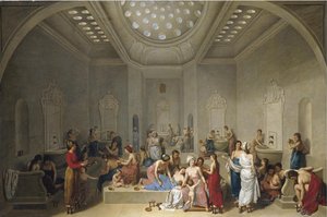 Turks bad Hammam, 1785 door Jean Jacques Francois Le Barbier
