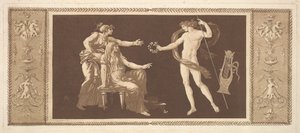 Apollon kroont de kunsten, uit Recueil de Différentes Compositions door Jean Jacques Lagrenee