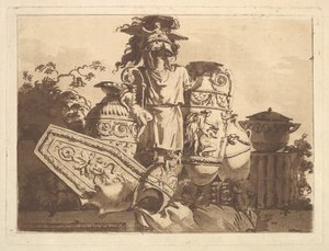 Compositie met antiquiteiten, uit Recueil de Compositions par Lagrenée Le Jeune Colle..., 1782-84