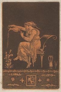 Jeune femme drapée, assise, arrosant une plante, ca. 1784