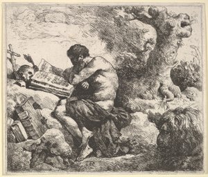 St. Hiëronymus in een landschap, 1762-63 door Jean Jacques Lagrenee