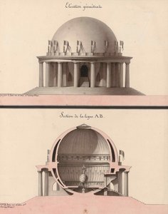 Opstand van een tempel voor gelijkheid, voor de tuin van de filosoof door Jean Jacques Lequeu
