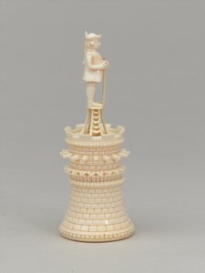Witte toren, schaakstuk, India, circa 1820 door Jean Jacques Scherrer