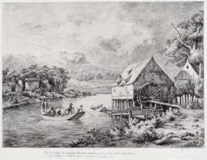 Een molen aan de oever van de rivier door Jean Jacques de Boissieu
