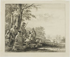 Gezinsscene in landschap door Jean Jacques de Boissieu