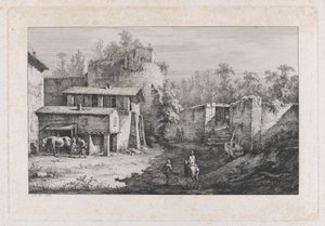Landschap met hoefsmid, uitzicht op Terrebasse, Frankrijk, 1808 door Jean Jacques de Boissieu