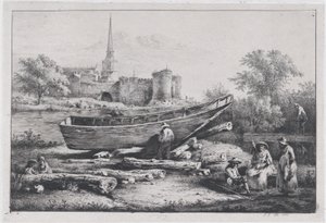 De Bouwplaats in Savigny door Jean Jacques de Boissieu