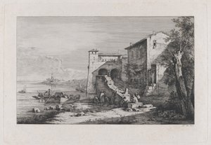 Zicht op het oude douanehuis in Rome