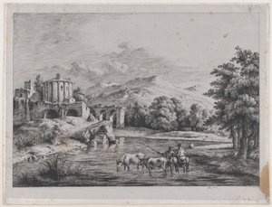 Uitzicht op de Tempel van Vesta, 1774 door Jean Jacques de Boissieu