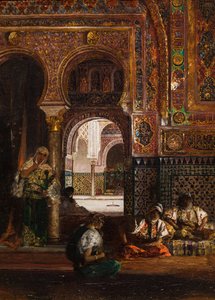 Haremscène, vijf vrouwen, circa 1880 (Olieverf op doek)