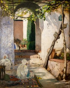Marokkaanse binnenplaats, vóór 1880 (Olieverf op doek) door Jean Joseph Benjamin Constant