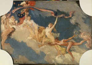 Schets voor de banketzaal van het stadhuis van Parijs: De stad Parijs nodigt de wereld uit voor haar feesten door Jean Joseph Benjamin Constant