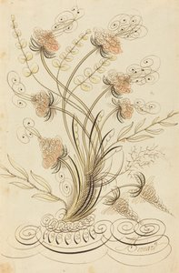 Calligrafische bloemen door Jean Joseph Bernard called Bernard de Paris