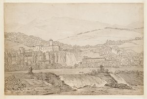 Uitzicht op Isola di Sora, nabij Napels door Jean Joseph Bidault