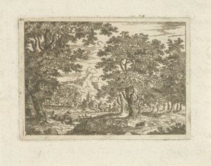 Landschap met stenen gebouw