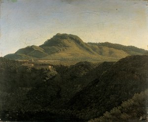 Een Uitzicht op de Romeinse Campagna, met het Meer van Nemi