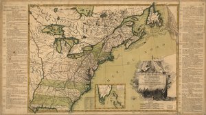 Kaart van de Verenigde Staten van Amerika volgens het Vredesverdrag van 1783. door Jean Lattré