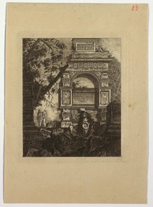 Frontispice, vasi invention, uit "Collection de divers sujets de vases, tombeaux, ruines et fontaines, utile aux artistes..."