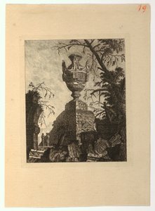 Piramide bekroond met een Monumentale Vaas, uit "Collectie van Diverse Onderwerpen van Vazen, Graven, Ruïnes en Fonteinen, nuttig voor kunstenaars..."