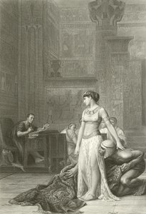 Cleopatra en Caesar (gravure) door Jean Leon (after) Gerome