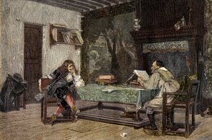 Samenwerking tussen Jean Baptiste Moliere en Pierre Corneille Franse dramaturgen (gravure naar het schilderij van Jean-Leon Gerome)