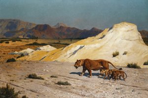 Leeuwin en Welpen door Jean Leon Gerome