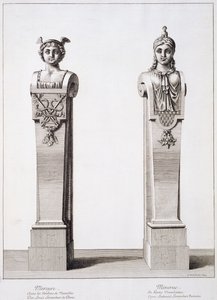 Bustes van Mercurius en Minerva door Louis Lerambert in Versailles, 1674