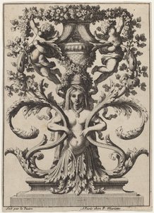 Ornament met een vrouw die in gebladerte verandert