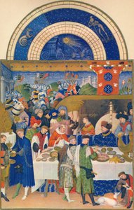 Januari - de Hertog van Berry aan tafel, 15e eeuw, 1939 door Jean Limbourg