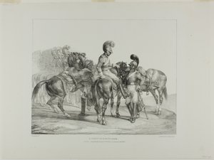 A Party of Life Guards, plaat 5 uit Diverse onderwerpen Naar het leven en op steen getekend (De Engelse suite) door Jean Louis André Théodore Géricault