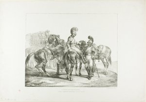 A Party of Life Guards, plaat 5 van Diverse onderwerpen Getekend van leven op steen door Jean Louis André Théodore Géricault