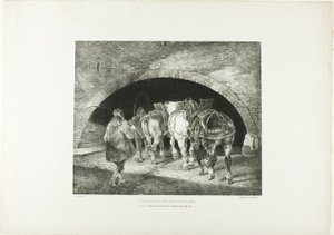 Ingang tot de Adelphi Wharf, plaat 11 uit Various Subjects Drawn from Life on Stone door Jean Louis André Théodore Géricault